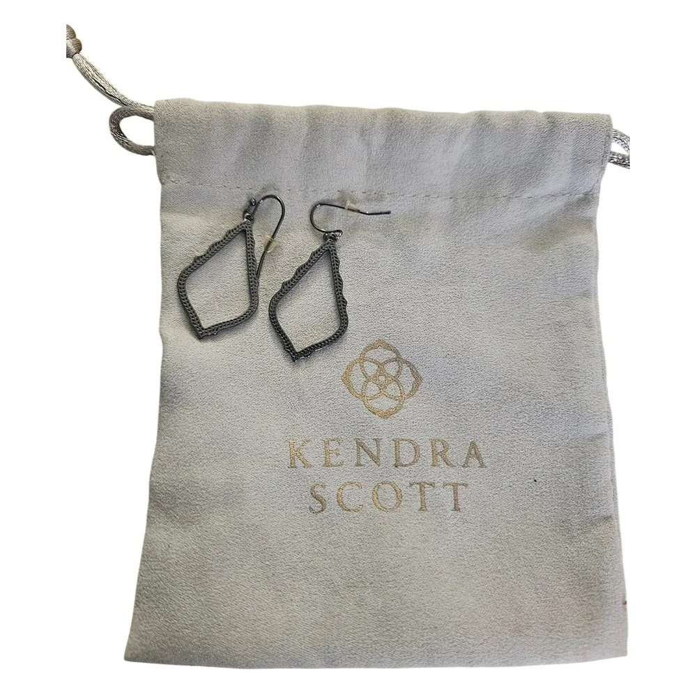 Kendra‎ Scott Sophia Drop Earrings Gunmetal Open Frame Filigree Jewelry